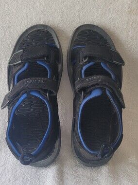 Men's Active Sport Design Sandals Black/Blue Adjustable Velco S 8 (bin 2)